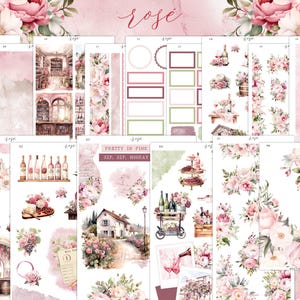 Rosé Wine Planner Sticker Kit | Freestyle Sticker Kit  | Journaling | Bullet Journal | Journal Stickers | Planner Stickers | Wine Stickers
