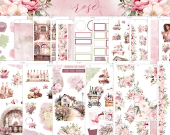 Rosé Wine Planner Sticker Kit | Freestyle Sticker Kit  | Journaling | Bullet Journal | Journal Stickers | Planner Stickers | Wine Stickers