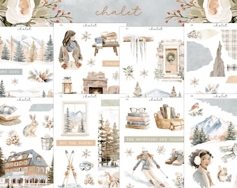 Decoratieve stickerkit chalet miniplanner | Bulletjournaal | Dagboekstickers | Plannerstickers | Winterstickers |