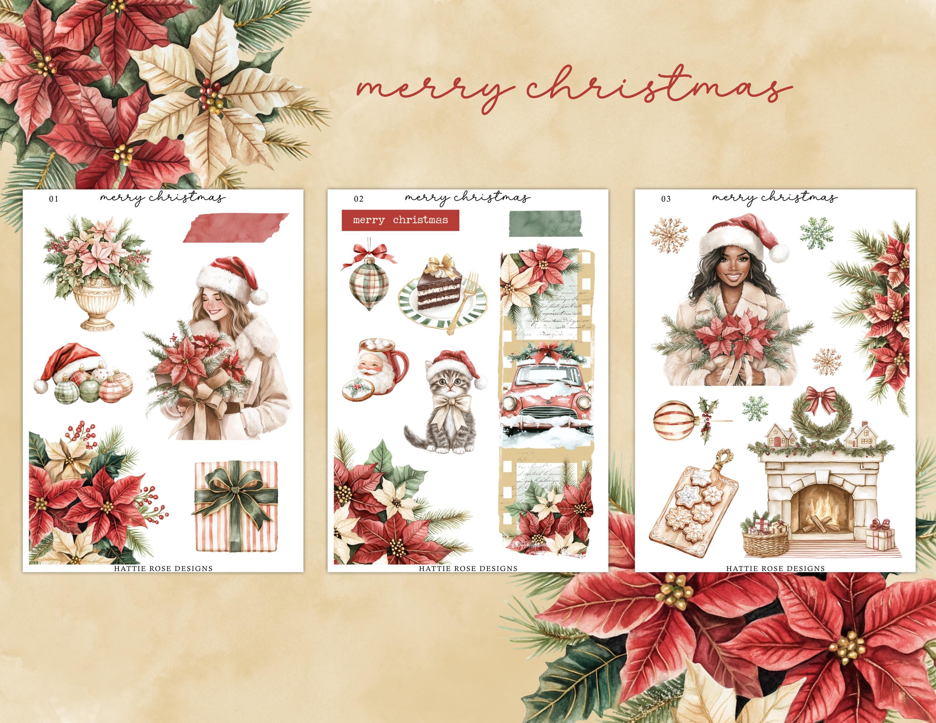 Merry Christmas Mini Planner Decorative Sticker Kit | Journaling ...