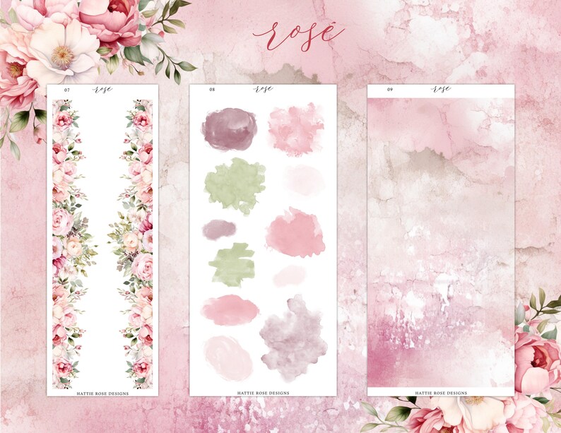 Rosé Wine Planner Sticker Kit | Floral Journal Stickers | Freestyle - Etsy