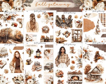 Fall Getaway Mini Planner Decorative Sticker Kit | Journaling | Bullet Journal | Journal Stickers | Planner Stickers | Autumn Stickers |