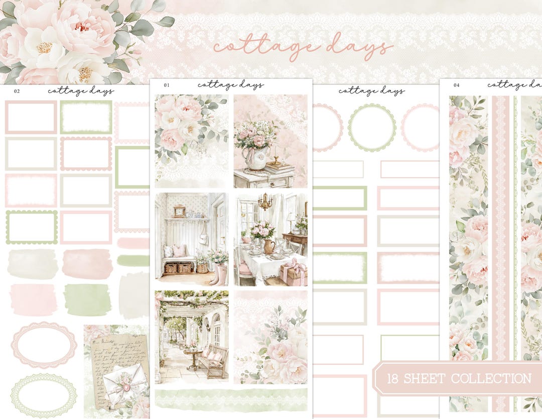 Cottage Days Planner Sticker Kit | Freestyle Journaling | Weekly ...
