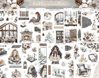 Hello Winter Mini Planner Decorative Sticker Kit | Journaling | Bullet Journal | Journal Stickers | Planner Stickers | Winter Stickers |