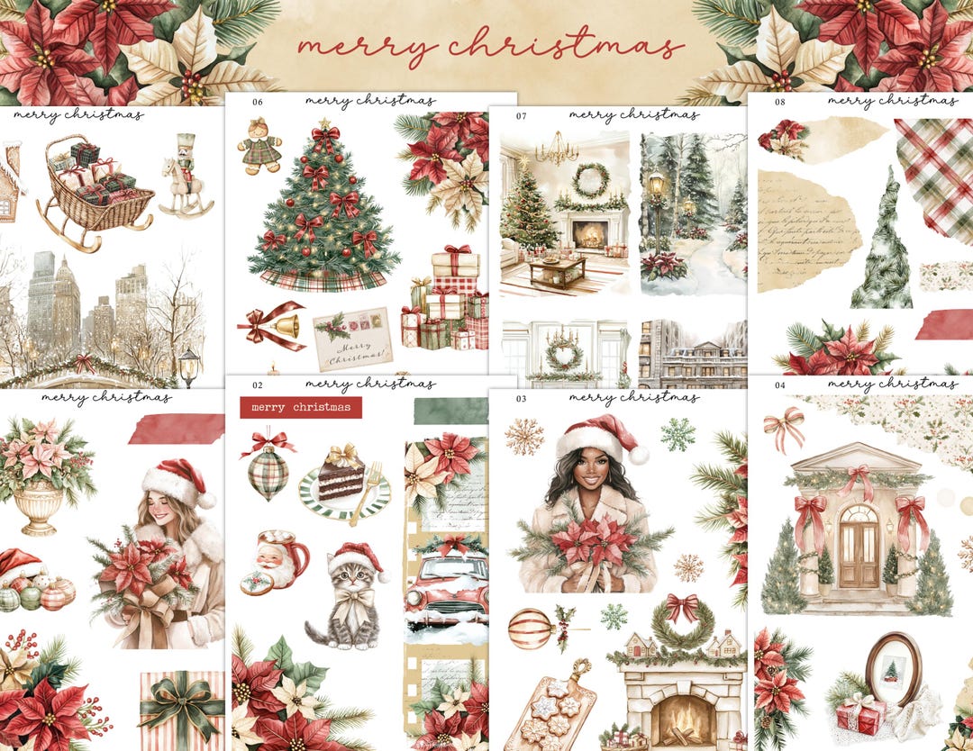 Merry Christmas Mini Planner Decorative Sticker Kit | Journaling ...