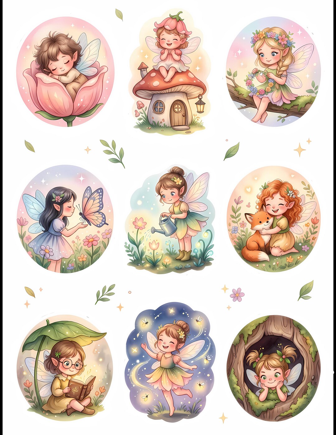 90 Cute Fairy Clipart Bundle, Watercolor Garden Fairies JPG, Magical ...
