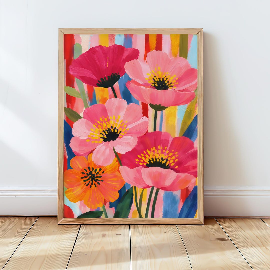 Colorful Floral Wall Art Print – Modern Flower Poster – Botanical ...