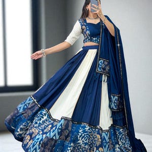 Navratri Lehenga Choli: Rayon Mirror & Gota Work Chaniya Choli Set