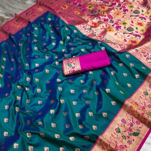 Paithani Silk Saree: Meenakari Zari Peacock Pallu, Wedding Sari