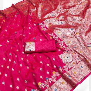 Banarasi Silk Zari Weaving Meenakari Saree
