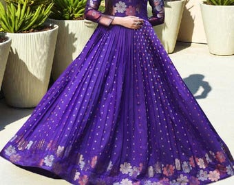 Banarasi Zari Anarkali Gown with Dupatta: Indian Wedding Wear