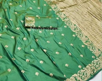 pure banarasi silk saree with heavy zari pallu weaving design elegant rich zari work