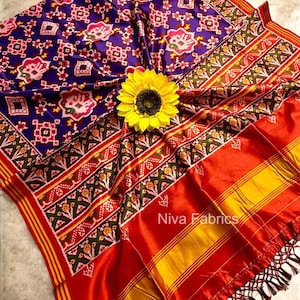 patola silk dress material Maroon Plain Silk Suit With Digital Printed Patola Design Tussar Silk Dupatta