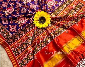 Pavitra Pure-zijde Patola Dupatta met exclusieve print en handwerk Nieuwe Indiase Patola Dupata-collectie voor Indiase vrouwen