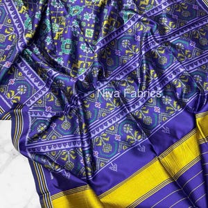 Pure Patola Silk Saree, Double Ikkat Print, Zari Border, Festive Wear