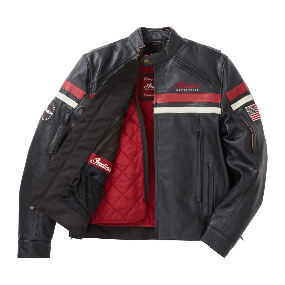 Indian Ranger Men's Vintage Style Indian Motorcycle Jacket Cowhide Leather Biker ...