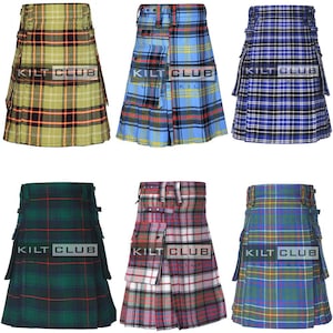 Utility Kilts - Handmade - Scottish Utility Bias Apron Tartan Kilt - Scottish Kilt- Kilts For Mens - Custom Size - 70+ Clan Tartan Choices