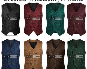 Heren brokaat gilet - Victoriaans gotisch vest - bruiloft formeel steampunk gilet - bloemen jacquard jurk vest - verkrijgbaar in 8 kleuren