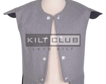Gilet de chef du clan écossais en laine grise Gilet de chef des Highlander Gilet de style jacobite jacobin pour homme tenue de kilt formel - sur mesure