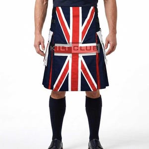 Kilt med bomullsflagg i Storbritannien - Taktisk kilt - Skotsk kilt för män - Kilt med kanadensisk flagga - Beställningsvara