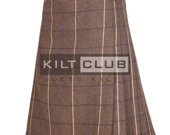 Scottish Brown Plaid Tweed 8 Yard Kilt For Men - 16 Oz Traditional Highlander Tweed Kilt - Made to Order Premium Handmade Kilt
