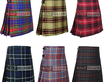 Scottish Tartan 8 Yard Kilt - Premium Handmade Highlander Kilt For Mens - Made to Order - 70+ Tartan Colours - 16 Oz Acrylic Fabric Kilts