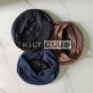 Men’s Scottish Tam Bonnet Hat - Traditional Highlander Beret Hat - Scottish Wool Cap - Men&#39;s Tam Casual Hat -Available in 6 Colors