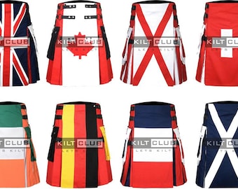 Cotton Utility Kilt - Tactical Duty Kilt - Scottish Kilt for Men - Country Flag Kilts - Made to Order - Size 30 to 62 - Various Colors