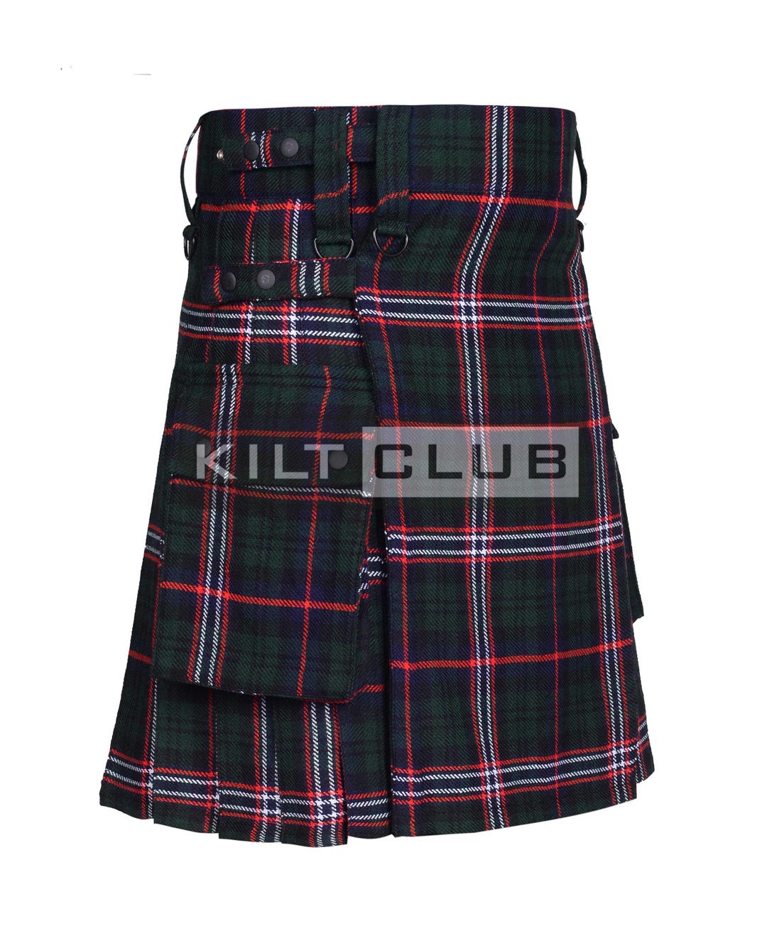 Sort Kalot Scottish National Tartan Utility Kilt - Scottish Highlander 16 Oz ...