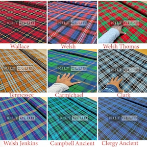 Scottish Tartan Fabric - Running Yards - 16 Oz Weight 52 Inches Width - 100+ Tartan Colors - Homespun Tartan Fabric
