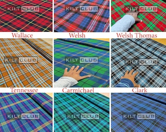 Scottish Tartan Fabric - Running Yards - 16 Oz Weight 52 Inches Width - 100+ Tartan Colors - Homespun Tartan Fabric