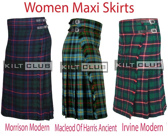 Scottish Tartan Maxi Skirt for Women - Floor Length Tartan Hostess Skirt - Tartan Kilted Ladies Skirt - 70 Tartan Colors - Made to Order