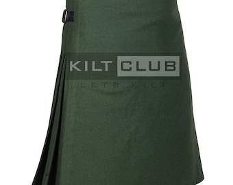 Lovat Green Wool 8 Yard SCOTTISH KILT - Premium Handmade - Real 16 Oz Wool - Highlander Kilt for Men - Traditional Kilt - Made To Order