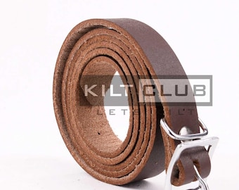 Scottish Sporran Belt - Brown With Black Leather Sporran Strap - Premium Grade Calf Leather 2.5 MM Thick 0.75 Inch Width - Kilt Sporran Belt