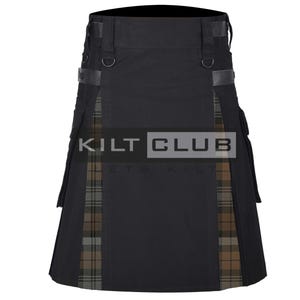 Black Watch Weathered Tartan Hybrid Utility Kilt - Black Cotton Scottish Kilt - 2 Cargo Pockets Kilt - Custom Made Premium Highlander Kilt