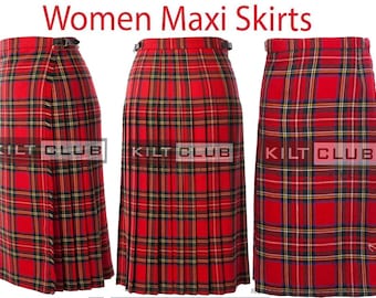 Scottish Tartan Maxi Skirt for Women - Floor Length Tartan Hostess Skirt -  Made to Order - Tartan Kilted Ladies Skirt - 100 Tartan Colors