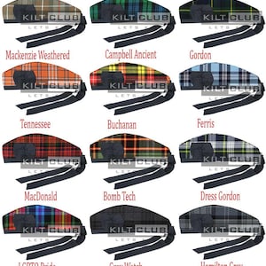 Scottish Tartan Glengarry Cap - Highlander Military Bonnet Hat - Tartan Kilt Hat - Premium Handmade Bagpiper Cap - 50+ tartan Choices