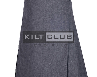 Scottish Heavy Black Tweed 8 Yard Kilt For Men - 16 Oz Traditional Highlander Tweed Kilt - Made to Order Premium Handmade Kilt