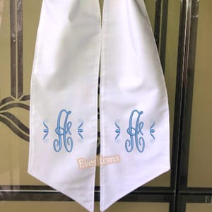 Monogram Wreath Sash Holiday Wedding door decor Sash Pesonalized Custom Embroidery Sash