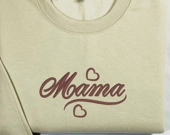 Custom MAMA Embroidered Sweatshirt with Kids names or Pets names on sleeve, Gifts for Mom, Mom birthday. Unisex Sizing.