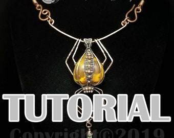 Orb Weaver Pendant Tutorial, Wire Wrapped Jewelry, How To, ArtDeco, Spider Necklace Pattern