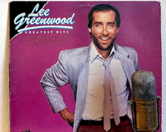 Vintage 1980's Country Music Lee Greenwood "Greatest Hits" Vinyl Record Album LP (1985 MCA w/"God Bless The USA","I.O.U.","Dixie Road")