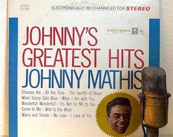 Vintage 1950's Music Vinyl Johnny Mathis "Johnny's Greatest Hits" Vintage Record Album Easy Listening Vocals (1962 Cbs w/"Chances Are")
