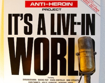 SALE 1980's Various Artists "It's A Live-In World" Vinyl Compilation Anti-Heroin Project w/Elvis Costello, Paul McCartney & More (1986 EMI)