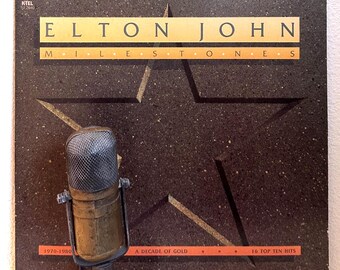 Elton John LP Vinyl Album 1970s British Pop Rock and Roll Hits "Milestones: 1970-1980" (Scarce 1980 Ktel)