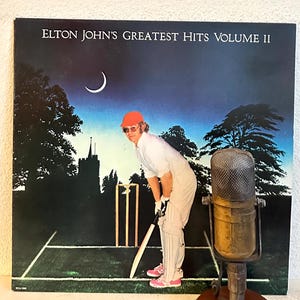 Elton John &quot;Greatest Hits Volume 2&quot; Vinyl Record Album, Vintage 1970s Classic Rock LP (1977 MCA RARE Record Club edition w/&quot;Levon&quot;)