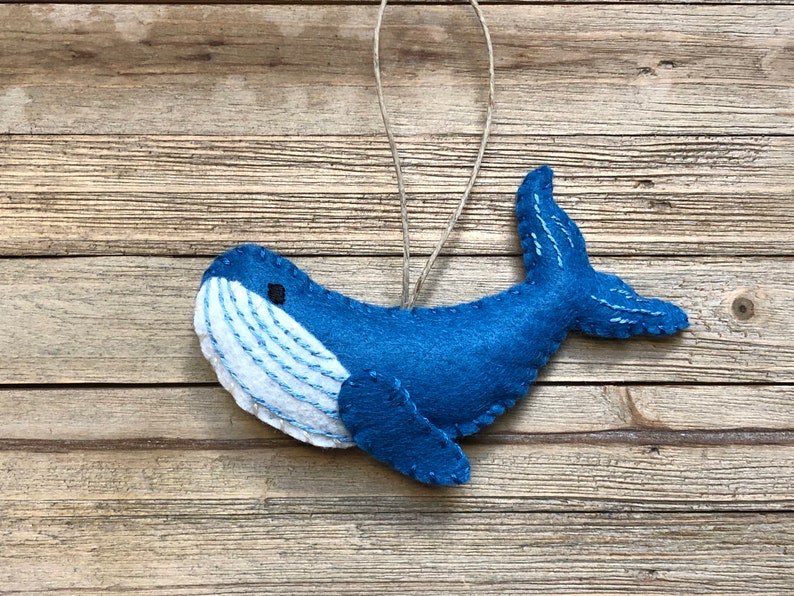 Blue Whale Ornament Felt Whale Ornament Blue Whale Christmas Etsy