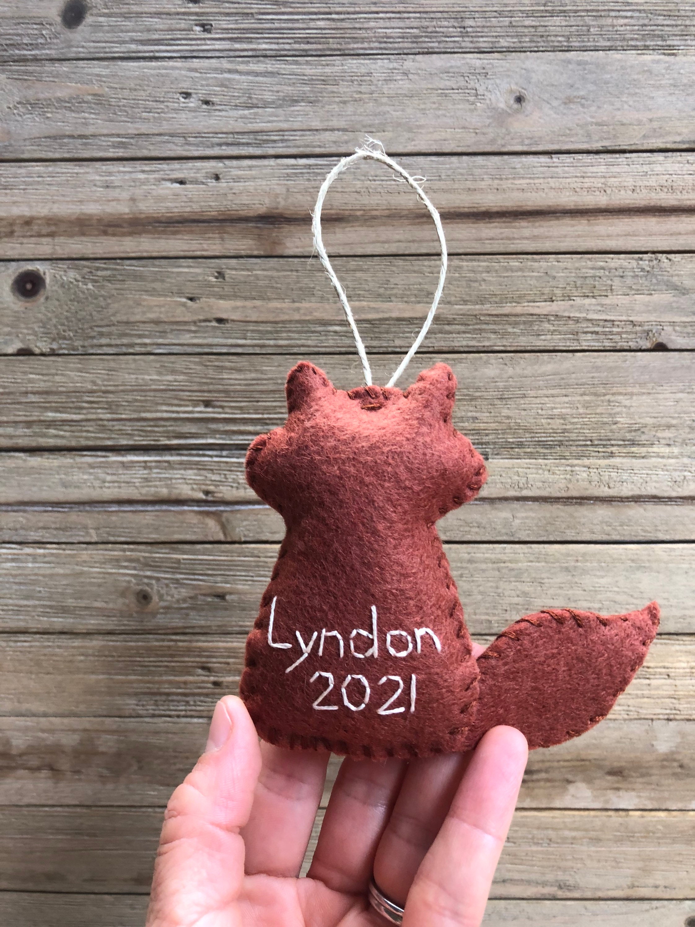 Personalized Fox Ornament Fox Christmas Ornament Wool Felt Etsy