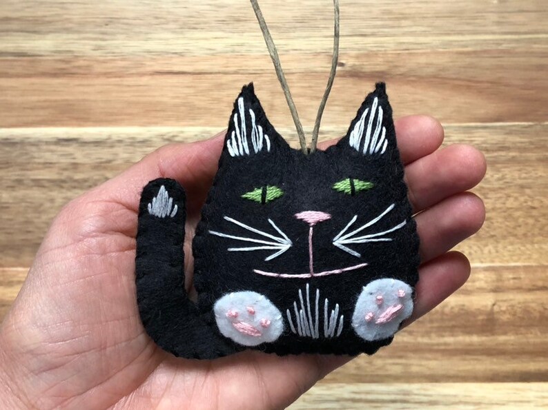 Black And White Cat Christmas Ornament 