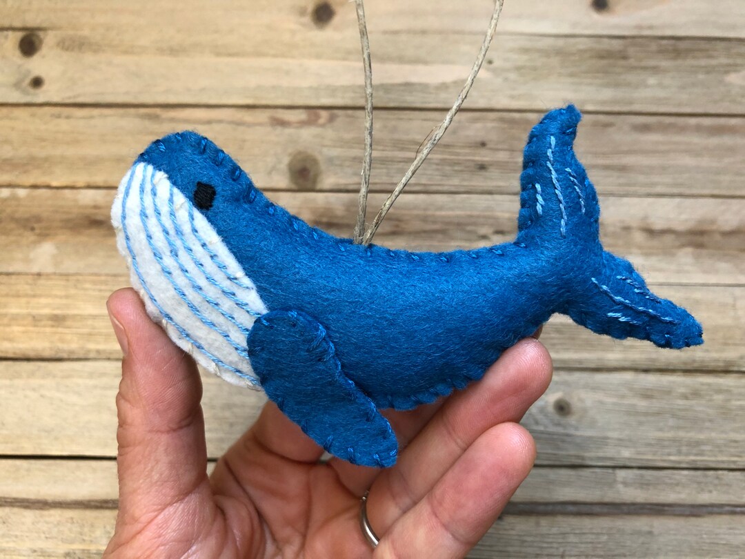 Blue Whale Ornament, Felt Whale Ornament, Blue Whale Christmas Ornament